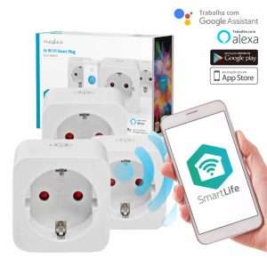 Conjunto 3 Tomadas Elétricas Schuko Wifi 16A